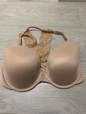 BODY BY VICTORIA Perfect Coverage Lace Racerback Bra 34DD- Nude color